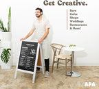 Ilyapa Wooden A-Frame Sign with Eraser & Chalk - 40 x 20 Inches Magnetic Sidewalk Chalkboard – White Menu Display for Restaurant, Business Or Wedding