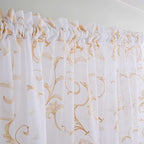 MYSTIC-HOME Sheer Curtains White 63 Inches, Boho Curtains for Bedroom Rod Pocket Farmhouse Drapes with Floral Patterned for Living Room, Embroidery Panels Vintage Country Curtains Set of 2, 52"x 63".
