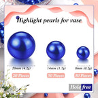 150 Pieces Vase Filler Faux Pearls Vase Makeup Beads No Hole Gloss Bead Mixed Sizes Round Pearl for Home Party Wedding Decor, 8/14/20 mm(Royal Blue)