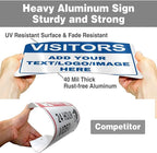 Custom Signs Outdoor Metal - 12 x 8 Customized Personalized Aluminum Signs for Office, Home, Business, Decor, Custom Rust-Proof Sign (VISITORS)