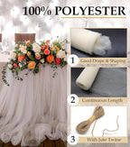 Ivory Tulle Fabric Roll, 54" x 40 Yards (120FT) Tulle for Wedding Decoration Christmas Gift Wrapping DIY Tutu Party Backdrop Baby Shower Table Skirts