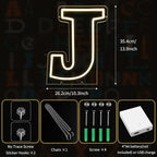 Light Up Letters J, Led Marquee Letter Lights Neon Sign, 13.9" Height Decorative Lighted Alphabet Number, Battery/USB Powered Led Letters Lights for Wedding, Birthday, Party, Christmas or Home Decor
