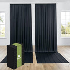 PartyVillage 60ft×15ft Black Backdrop Curtain for Halloween Parties, 12 Panels Wrinkle Free 15 FT Long Polyester Photo Backdrop Drapes Back Drop Cloth for Birthday Photography Background