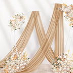 Nude Wedding Arch Draping Fabric 2 Panels 29" x 20 FT Coffee Drapes for Backdrop Sheer Curtains Wedding Drapes for Romantic Bridal Baby Shower Ceremony Birthday Party Fall Outdoor Events