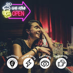 We Are Open Bar Neon Sign Beer Neon Lights Open with Arrow LED Signs for Wall Dimmable Bar Neon Light Up Sign for Man Cave Pub Restaurant Tavern Hotel Business Shop Decor 16.5 x 11.8 Inch