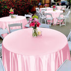 fani 6 Pack 120 Inch Light Pink Satin Tablecloth - Silky Round Tablecloth Overlay Smooth Fabric Table Cover, Bright Table Decoration for Wedding Party Banquet Events Restaurant Kitchen Dining