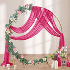 Hot Pink Wedding Arch Draping Fabric 2 Panels 29" x 20 FT Wedding Drapes for Backdrop Sheer Curtains Drapes for Romantic Bridal Baby Shower Ceremony Birthday Party Fall Outdoor Events