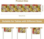Brown Dahlia Floral Table Runner, Seasonal Autumn Thanksgiving Pattern Print for Home Kitchen Table Decor Dining Coffee Room Party Decor 13x108 Inch