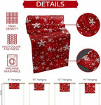 Christmas Snowflakes Cotton Linen Table Runner for Dining Kitchen, Red Xmas Winter Snow Wedding Outdoor Party Tablerunners Decoration, New Year Dresser Scarf Coffee Tablecloth Runners 13x48 Inches