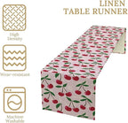 Cherry Table Runner,Spring Summer Fruit Table Runner for Kitchen Dining Table Home Party Decoration 13x60 Inch