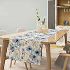 Watercolor Floral Table Runner, Blue Poppy Flower Seasonal Spring Summer Table Runner for Kitchen Dinning Table Runner Decor Home Wedding Party Holiday, 13x108 Inch