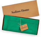 Solino Home Linen Emerald Green Hemstitch Table Runner 48 Inches - 100% Pure Linen Small Table Runner 14 x 48 Inch Ideal for Dresser and Coffee Tables - Classic Hemstitch - Christmas