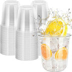 60 Pcs Disposable Stemless Clear Glasses 12 oz NATURAL Arc Crystal Plastic wine glasses Clear Classic Pet Cup for Meeting Weddings Birthdays Cocktail Christmas Party Supplies