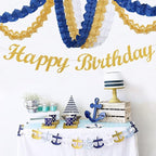 Navy-Blue White-Gold Party-Decorations Streamers Garland - 12pcs Royal Blue Graduation 2025 4-Leaf Paper Clover Streamer Men Boy Birthday Wedding Bridal Shower Flower Banners Fathers day Decor Ouruola