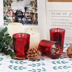 Red Mercury Glass Tea Light Holders Set of 36 - Elegant Votive Candle Holders for Weddings, Showers and Home Decor - Perfect for Table Centerpieces and Parties (Glass, Red)