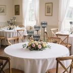 4 Arms Crystal Candelabra Tealight Holder - Tall 15.7 Inch Elegant Centerpiece with Crystal Pendant Bowls & Artistic Metal Stand for Wedding, Dining Table, Home Decor (4, Black)