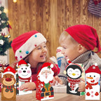 24PCS Christmas Treat Bags, 24PCS Christmas Stickers, Xmas Cookies Wrapping Gift for Classrooms Holiday Party Supplies
