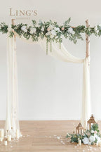 Ling's Moment 9FT Spring Flower Garland for Backdrop Decorations - Wedding Arch Flowers, Eucalyptus & Rose, Artificial Floral Garland for Mantel - Sweetheart Table Decor for Reception, White & Sage