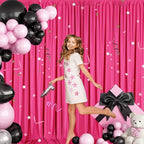 Sugargirl 10x10FT Fuschia Backdrop Curtains Polyester Photo Backdrop Drapes Curtains 2 Panels with Rod Pockets for Party Birthday Wedding Photography Home Decoration