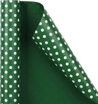WRAPAHOLIC Reversible Wrapping Paper - Mini Roll - 17 Inch X 33 Feet - Dark Green and Polka Dot Design for Birthday, Holiday, Wedding, Baby Shower