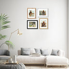 11x14 Picture Frame Set of 4, High Definition Tempered Glass 11 x 14 Frames Display 8x10 Pictures with Mat, Mixed Color Wood Photo Frame Wall Mounting
