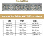 Vintage Boho Floral Table Runner, Rustic Country Farmhouse Blue Grey Retro Flower Pattern for Home Kitchen Table Decor Dining Coffee Room Party Decor 13x72in