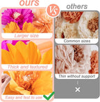 SUNBEAUTY 4 PCS 20" Hot Pink Orange Fall Birthday Party Decorations Giant Paper Flowers Large Crepe Tissue Pompoms Sunset Autumn Women Girls DIY for Wedding Backdrop Bridal Baby Shower Thanksgiving