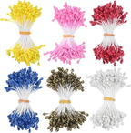 900-Pack Flower Stamens for Crafts, 5mm Double Heads Artificial Pearl Floral Pistil Mini Flower Pollens Stamens for DIY Making/Scrapbook Decoration [Dark Pink and 5 Colors]