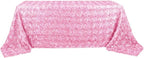 Efavormart 90"x132" Wholesale Rectangle Table Cover Pink Grandiose Rosette 3D Satin Tablecloth for Wedding Party Event Decoration