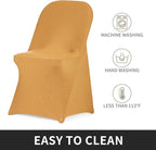 Peomeise Stretch Spandex Folding Chair Cover for Wedding Party Dining Banquet Event (Gold,6pcs)