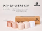 Vitalizart Silk Like Satin Ribbon 1 inch x 25 Yard Nude & White Handmade Frayed Ribbons for Gift Wrapping Baby Shower Wedding Bridal Bouquets Holiday Decor