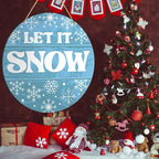 Muktoujaumai Winter Sign Front Door Decor, Christmas Round Hanging Sign Decor Snowflake Xmas Holiday Wall Decorations Winter Wood Sign for Door, Porch, Home, Let It Snow