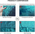 Poise3EHome 8Ft x 10Ft Teal Sequin Backdrop, Glitter Thick Satin Sequin Background Drapes,Sequence Xmas Thanksgiving Backdrop for Wedding Party Holiday Festival Decor