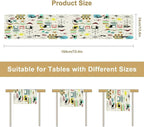 Colorful Geometric Table Runner,Vintage Mid Century Cute Cat Abstract Morden Print Tablecloth Burlap for Hotel Indoors Outdoor Dining Room Kitchen Home Decor, 13x80in