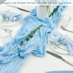 12 Pack Baby Blue Cheesecloth Table Runner 20 x 120 Inch Long Rustic Gauze Cheese Cloth Table Runner for Wedding 10FT Bridal Baby Shower Table Decorations Boho Fabric Sheer Birthday Party Table Decor