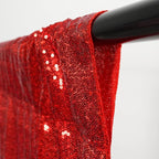 Poise3EHome 8Ft x 10Ft Red Sequin Backdrop, Glitter Thick Satin Sequin Background Drapes, Sparkly Photography Curtain, Sequence Backdrop for Wedding Party Holiday Festival Decor