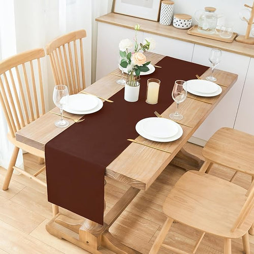 2 Pack Chocolate Table Runner 12 x 72 Inch Solid Color Farmhouse Runners Coffee Table Dresser for Daily Party Home Decoration