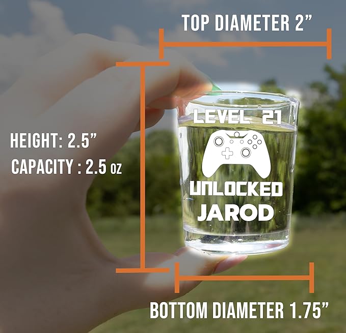 21st Birthday Custom Shot Glass 2.5oz, Personalized Picture Funny Party Favor, Customized 21st Drinking Gift, Legal Age Shot Glass, Printed Photo Gift For Son Daughter Friends