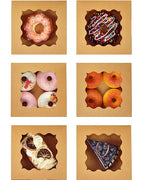Bakepacker 100pcs Kraft Cookie Boxes 6x6x3 inches Easy Assemble Macaroon Pastry Boxes Bakery Boxes with Window for Bakery