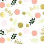 300PC Pink and Sage Green Girl Baby Shower Decorations Greenery Baby Shower Confetti Eucalyptus Dots Table Scatters for Girls Gender Reveal Birthday Decor