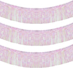 10 Feet by 15 Inch Iridescent White Foil Fringe Garland - Pack of 3 | Metallic Tinsel Banner | Ideal for Parade Floats, Bridal Shower, Wedding, Birthday, Christmas | Wall Hanging Drapes (3)