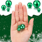 150 Pieces Vase Filler Faux Pearls Vase Makeup Beads No Hole Gloss Bead Mixed Sizes Round Pearl for Home Party Wedding Decor, 8/14/20 mm(Green)
