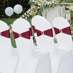 Howhic Pack of 30 Spandex Chair Sashes Bows Stretch Chair Cover Band with Buckle Slider Universal Elastic Chair Ties for Wedding Banquet Party Event Decoration (Burgundy)