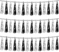 3P Black Silver Foil Fringe Metallic Tassel Streamers Banner Tassel Garland for Parade Floats, Graduation, Wedding, Birthday, Halloween, Christmas, Bridal/Baby Shower Party Decorations