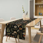 Mushroom Table Runner,Retro Forest Plant Table Runner for Kitchen Dining Table Home Party Decoration 13x36 Inch