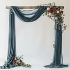 Wokceer Wedding Arch Draping Fabric Grey Blue 28.7" x 20FT Sheer Drapes Backdrop for Ceremony, Birthday Party, Bridal Shower Decoration