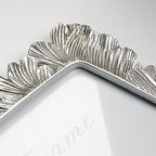 Silver 5x7 Picture Frame, Vintage Silver Palm Leaves Textured Hand-Crafted Resin with Glass Front Elegant Retro Vintage Rustic Design Photo Frame for Wall and Tabletop Display Home Decor