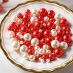200 Pcs Vase Filler Beads White and Red Pearl Beads for Vase No Hole Pearls for Centerpieces Vases Home Table Party Decor Wedding DIY 8/14/20mm