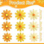 SUNBEAUTY 9 PCS Orange Paper Flowers Decorations for Wall Paper Fans Daisy Decoration Paper Floral Backdrop Decor Paper Fans Decoration