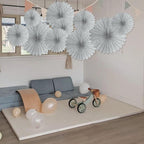 20 Pcs Silver Grey Hanging Paper Fan, Hanging Honeycomb Round Paper Fans for Weddings, Birthdays, Christmas, Baby Showers, Classroom, Events Ceiling Party Supplies Decorations